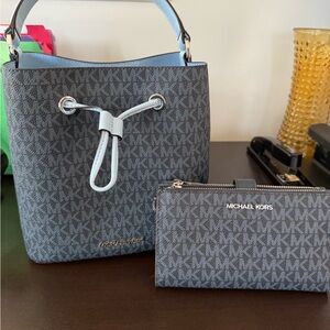 Michael Kors Blue purse and walle